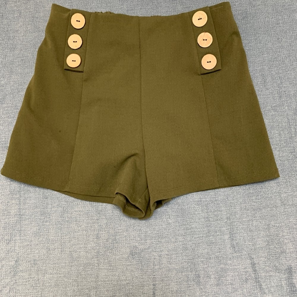 Papaya Shorts Womens Small Olive Green Pleated Front High Waist Streetwear